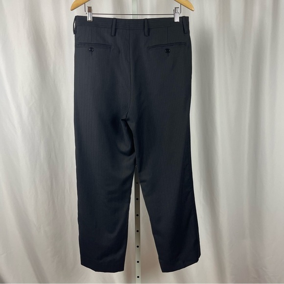 Dolce & Gabbana 32 x 28 Mens 100% Virgin Wool Black Slacks Office Pinstripe - Picture 2 of 6